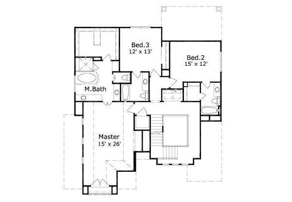Floor Plan - Upper Floor for European House Plan #411-351 - 3 bed, 4.5 bath