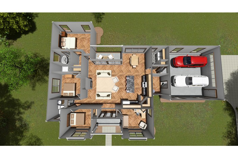 House Blueprint - Floor Plan - Main Floor for Cottage House Plan #513-2190 - 3 bed, 2 bath