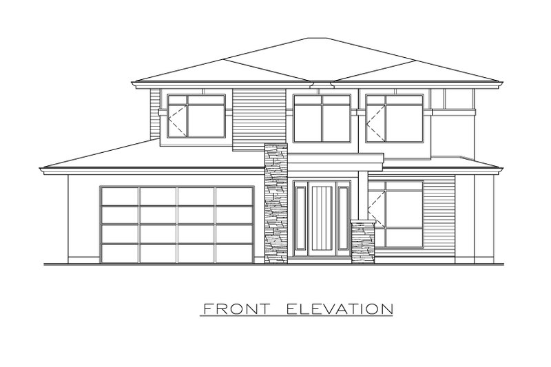 Dream House Plan - Exterior - Front Elevation 3 for Prairie House Plan #1100-59 - 5 bed, 2.5 bath