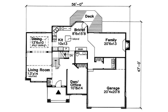Floor Plan - Main Floor for Traditional House Plan #50-191 - 3 bed, 2.5 bath