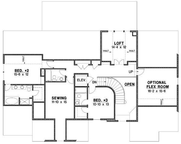 Traditional Floor Plan - Upper Floor Plan #67-889