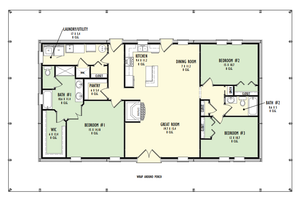 Floor Plan - Main Floor for Barndominium House Plan #1092-20 - 3 bed, 2 bath
