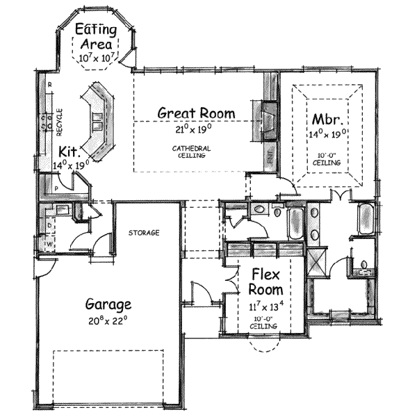 Architectural House Design - European Floor Plan - Main Floor Plan #20-1422