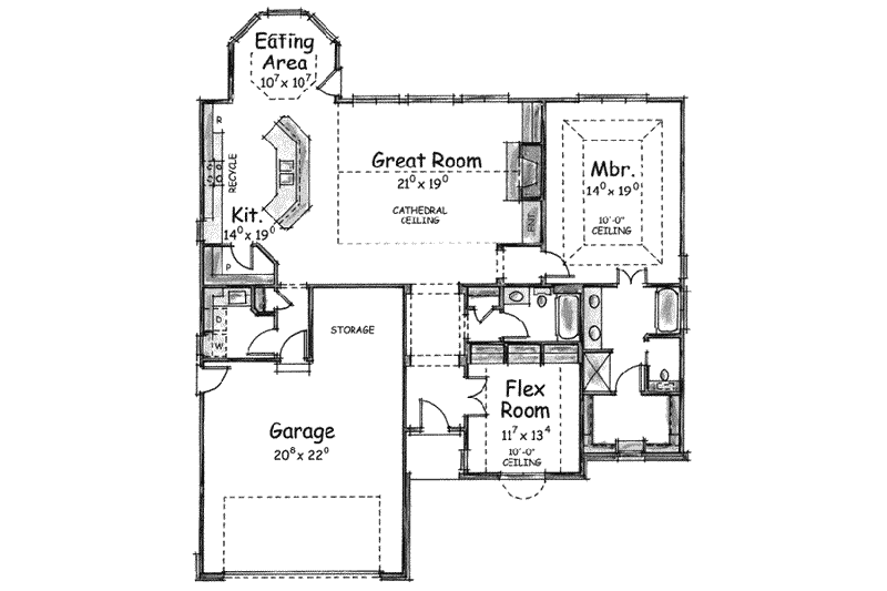 Dream House Plan - Floor Plan - Main Floor for European House Plan #20-1422 - 2 bed, 2 bath