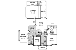 Floor Plan - Main Floor for European House Plan #45-213 - 4 bed, 3.5 bath