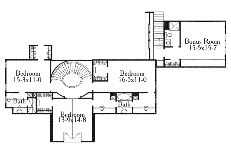 Architectural House Design - Floor Plan - Upper Floor for Traditional House Plan #406-226 - 5 bed, 4.5 bath