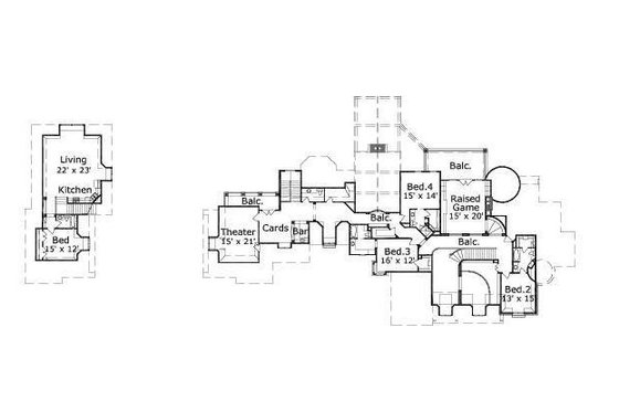 Floor Plan - Upper Floor for European House Plan #411-385 - 6 bed, 6.5 bath