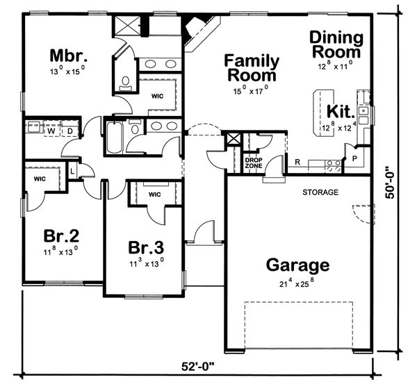 House Blueprint - European Floor Plan - Main Floor Plan #20-1767