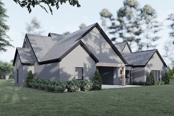 Exterior - Rear Elevation for European House Plan #923-427 - 4 bed, 3 bath