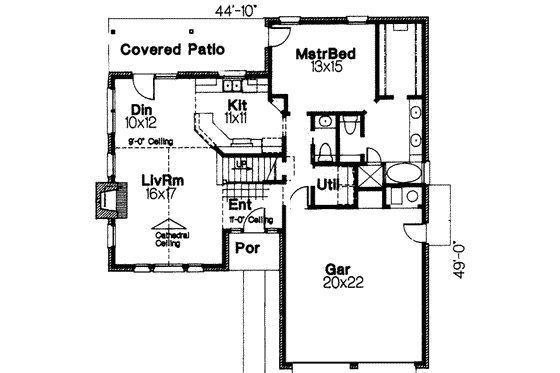 Floor Plan - Main Floor for Traditional House Plan #310-152 - 3 bed, 2.5 bath
