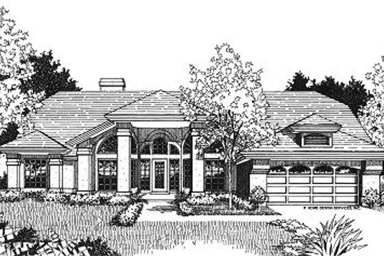 Exterior - Front Elevation for Mediterranean House Plan #417-186 - 4 bed, 2 bath