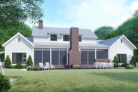 Exterior - Rear Elevation 1 for Country House Plan #923-127 - 3 bed, 4 bath