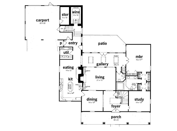 Southern Floor Plan - Main Floor Plan #36-241