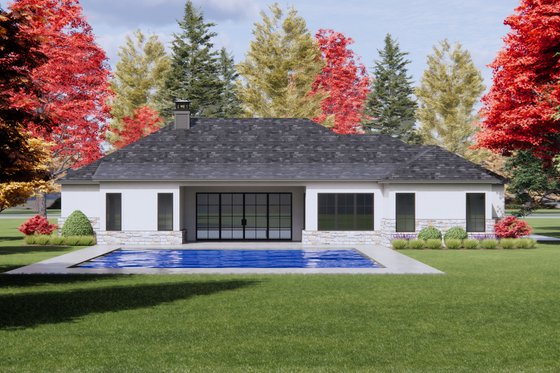 Exterior - Rear Elevation for Mediterranean House Plan #1096-80 - 4 bed, 3.5 bath