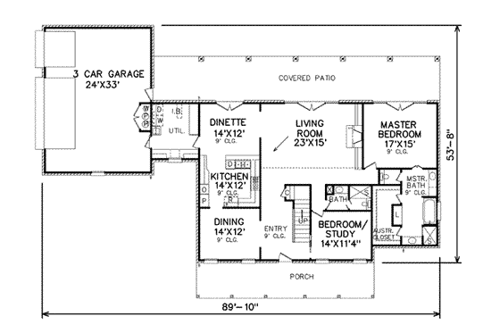 Floor Plan - Main Floor for Country House Plan #65-214 - 4 bed, 3 bath