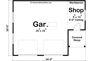 Floor Plan - Main Floor for Farmhouse House Plan #455-235, 0 bath