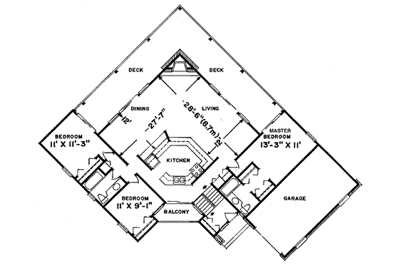 Floor Plan - Main Floor for Traditional House Plan #47-122 - 3 bed, 2 bath