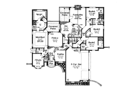 Floor Plan - Main Floor for European House Plan #310-875 - 4 bed, 3.5 bath