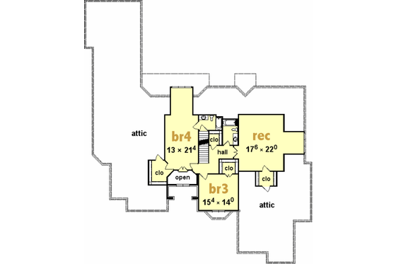 Floor Plan - Upper Floor for European House Plan #329-326 - 4 bed, 5 bath