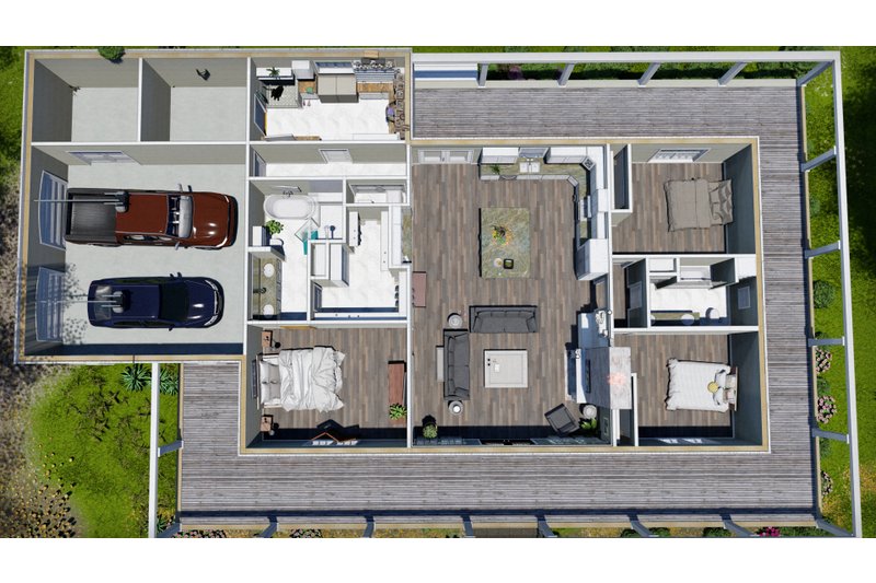 House Blueprint - Floor Plan - Main Floor for Country House Plan #44-259 - 3 bed, 2 bath