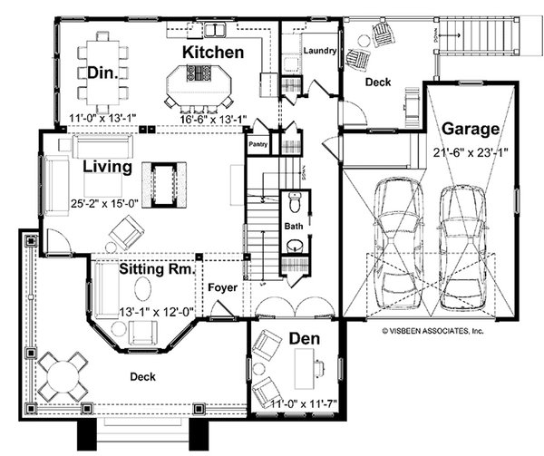 Dream House Plan - Floor Plan - Main Floor for Farmhouse House Plan #928-437 - 4 bed, 2.5 bath