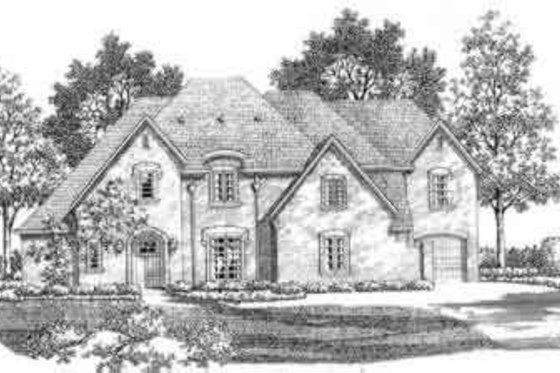 Exterior - Front Elevation for European House Plan #141-148 - 5 bed, 5.5 bath