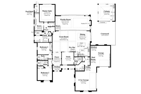 Floor Plan - Main Floor for Contemporary House Plan #930-476 - 3 bed, 4.5 bath