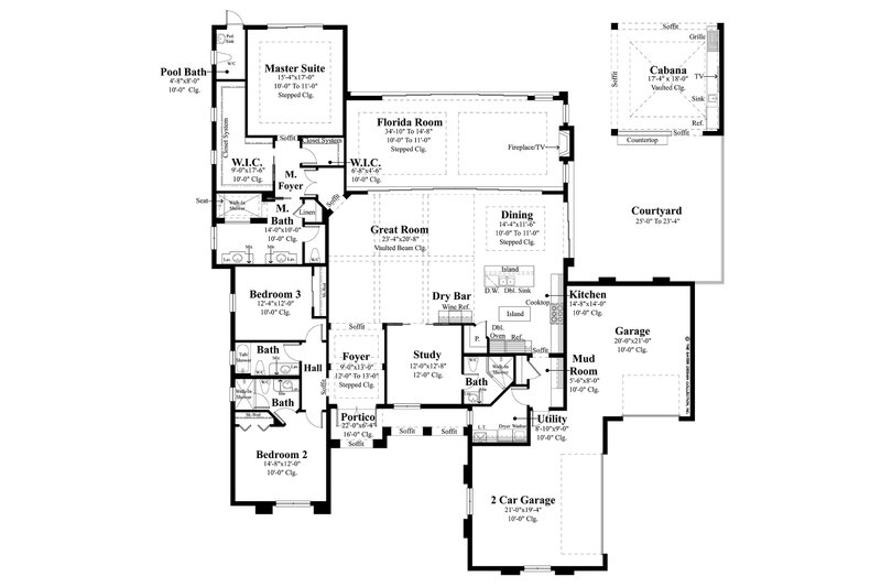 Architectural House Design - Floor Plan - Main Floor for Contemporary House Plan #930-476 - 3 bed, 4.5 bath