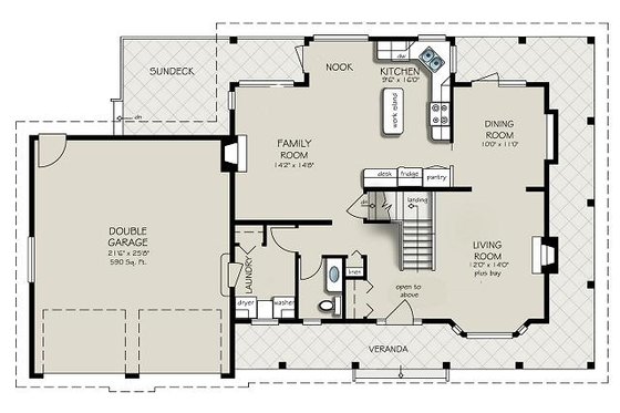 Floor Plan - Main Floor for Country House Plan #427-2 - 3 bed, 2.5 bath