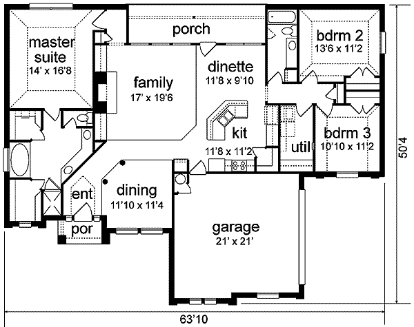 House Blueprint - Traditional Floor Plan - Main Floor Plan #84-175