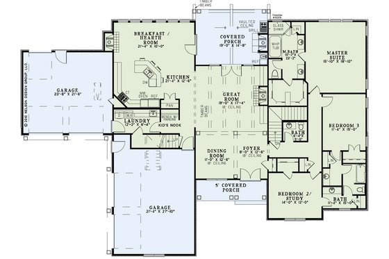 Floor Plan - Main Floor for Country House Plan #17-3341 - 4 bed, 3.5 bath