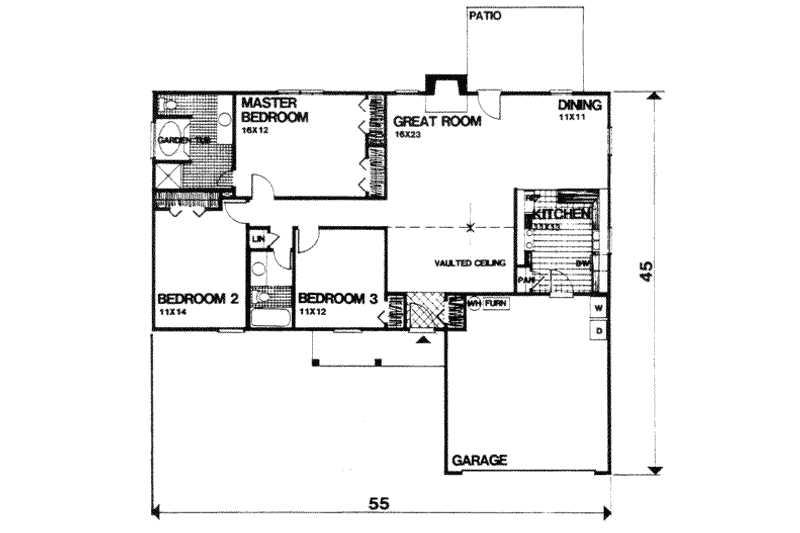 Dream House Plan - Floor Plan - Main Floor for Traditional House Plan #30-141 - 3 bed, 2 bath