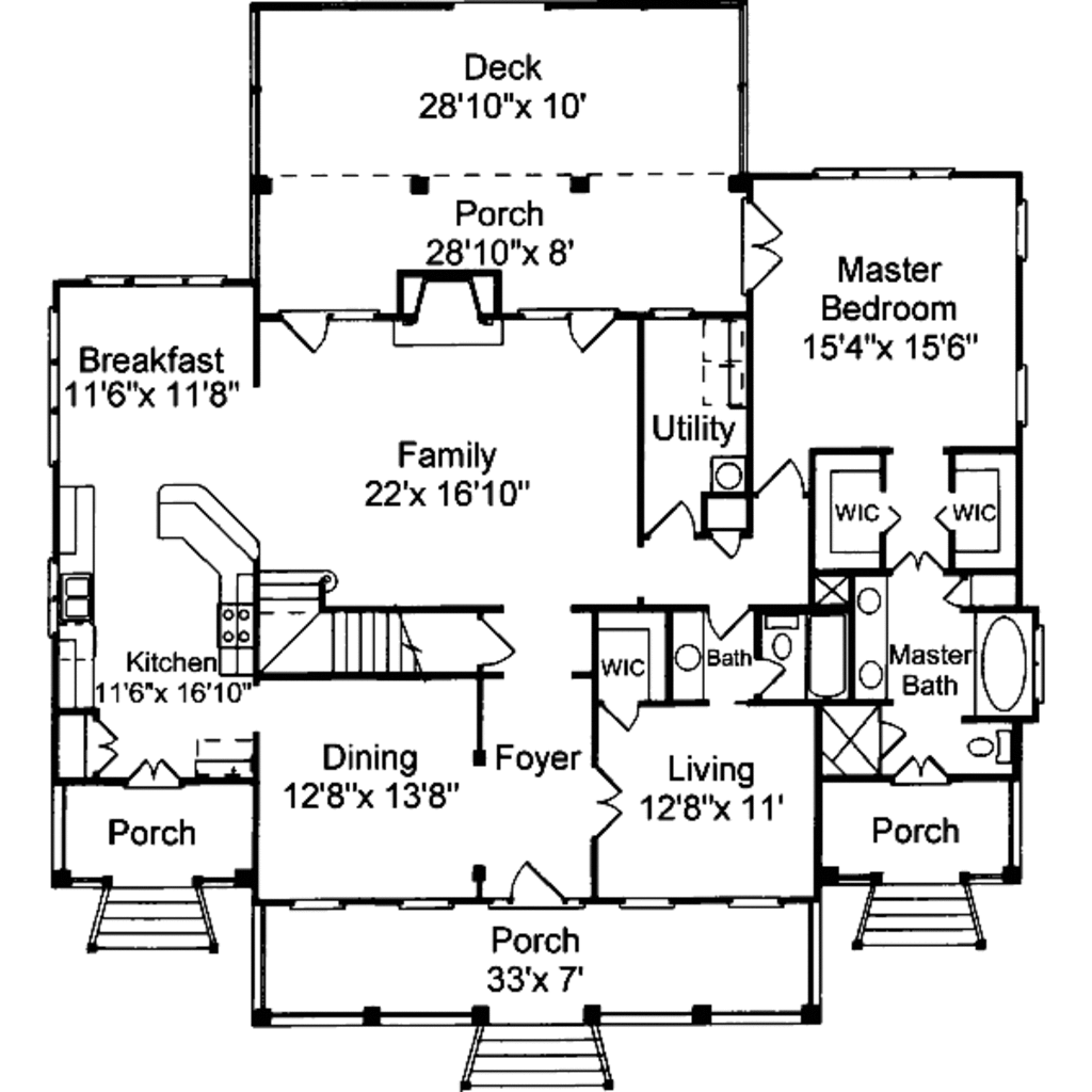 Traditional Style House Plan - 3 Beds 3 Baths 2500 Sq/Ft Plan #37-113