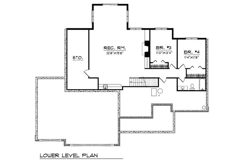 Home Plan - Floor Plan - Lower Floor for Traditional House Plan #70-785 - 4 bed, 3 bath