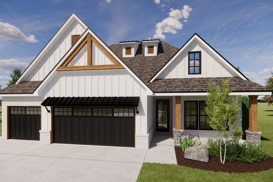 Exterior - Front Elevation 3 for Traditional House Plan #1098-15 - 5 bed, 3 bath