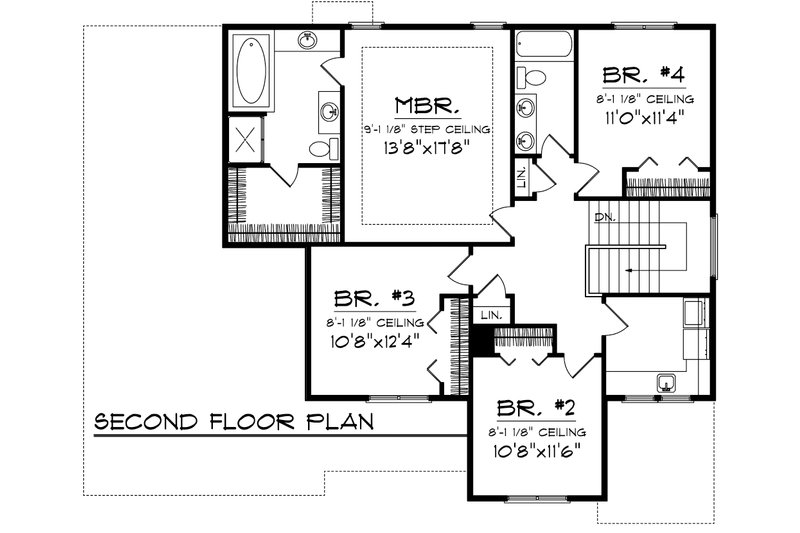 Home Plan - Floor Plan - Upper Floor for European House Plan #70-1100 - 4 bed, 2.5 bath