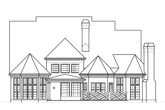 Exterior - Rear Elevation for European House Plan #119-293 - 4 bed, 3.5 bath