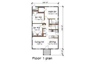 Floor Plan - Main Floor for Cottage House Plan #79-114 - 3 bed, 2 bath