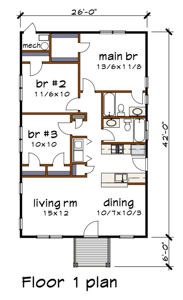 Home Plan - Cottage Floor Plan - Main Floor Plan #79-114