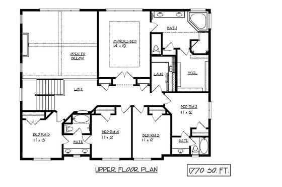 Floor Plan - Upper Floor for Craftsman House Plan #320-493 - 4 bed, 3.5 bath