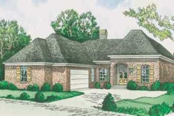Exterior - Front Elevation for European House Plan #15-151 - 4 bed, 2 bath