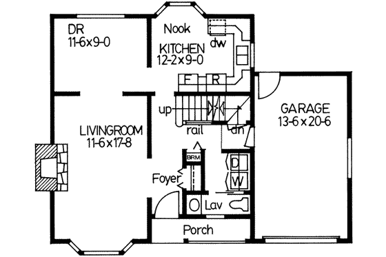 Floor Plan - Main Floor for Colonial House Plan #126-116 - 3 bed, 2.5 bath