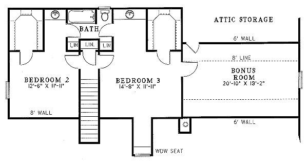Home Plan - Traditional Floor Plan - Upper Floor Plan #17-285