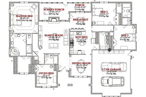 Floor Plan - Main Floor for Southern House Plan #63-349 - 3 bed, 3 bath