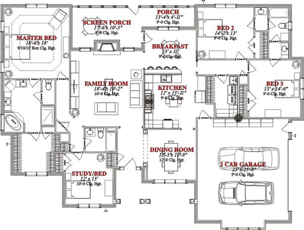 Southern Floor Plan - Main Floor Plan #63-349