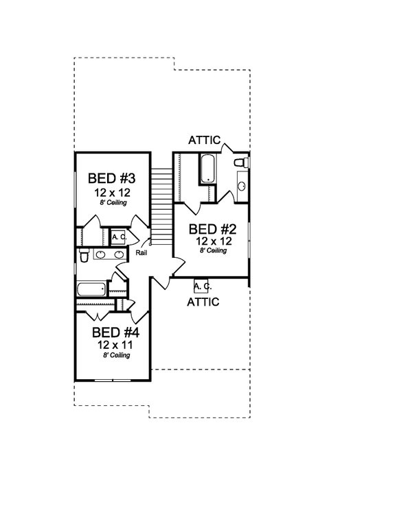 Farmhouse Floor Plan - Upper Floor Plan #513-2215