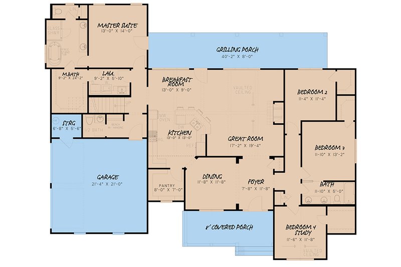 Dream House Plan - Floor Plan - Main Floor for Farmhouse House Plan #923-157 - 4 bed, 2.5 bath