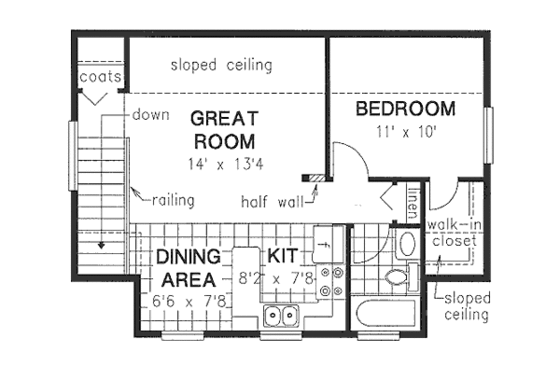 Floor Plan - Upper Floor for Bungalow House Plan #18-4502 - 1 bed, 1 bath