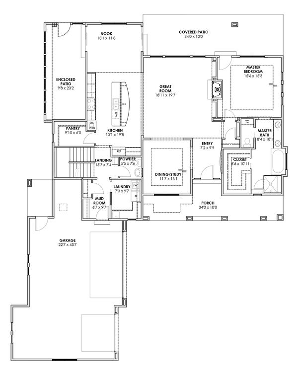 Architectural House Design - Prairie Floor Plan - Main Floor Plan #1069-10
