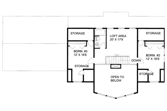 Floor Plan - Upper Floor for Cabin House Plan #117-766 - 3 bed, 2.5 bath
